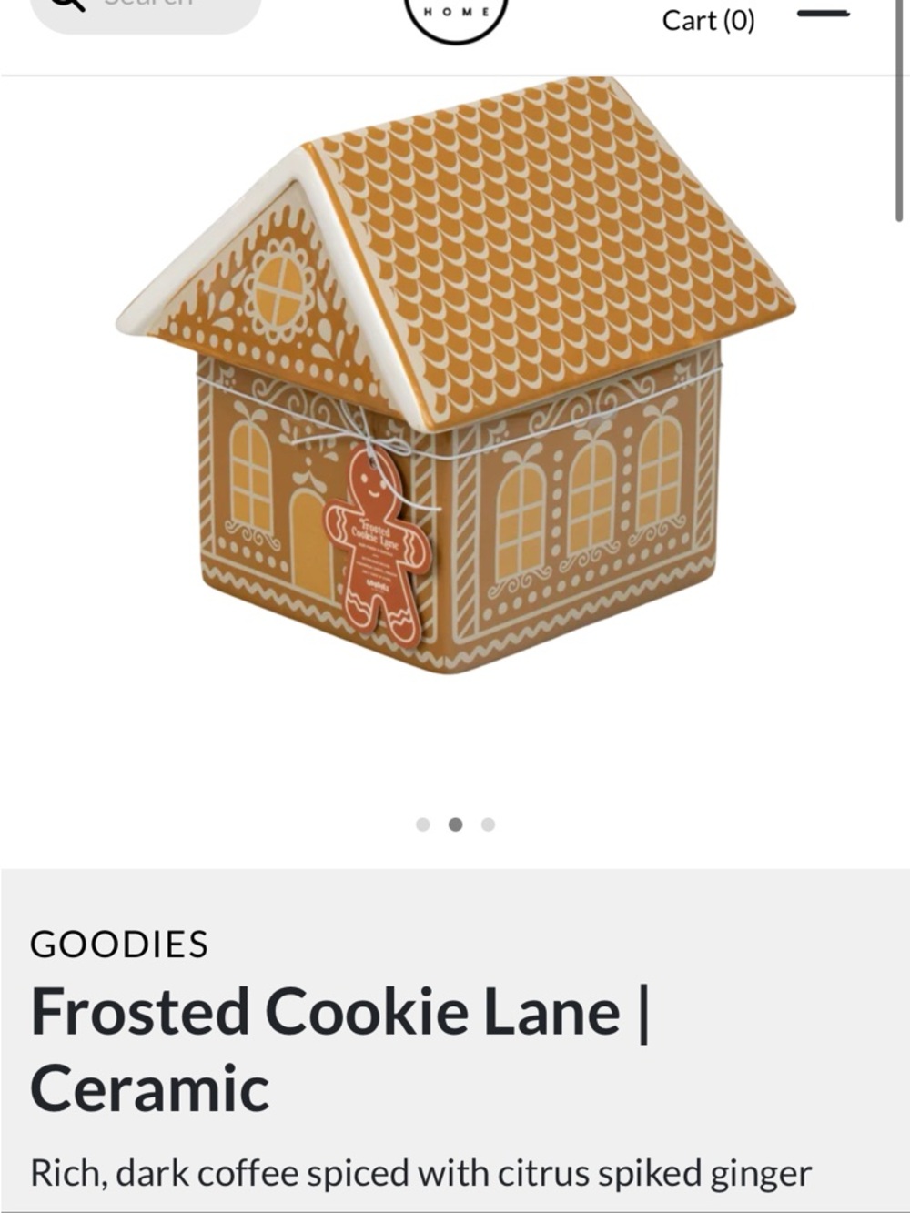 Frosted Cookie Lane Ceramic Gingerbread House large candle